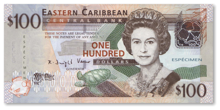 Billete de 5 dólares del Caribe Oriental