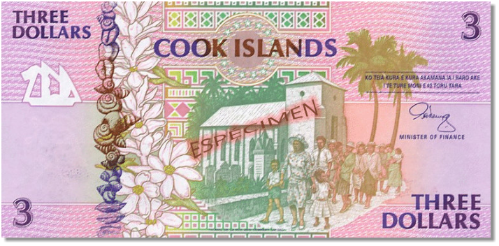 Billete de 3 dólares de las Islas Cook
