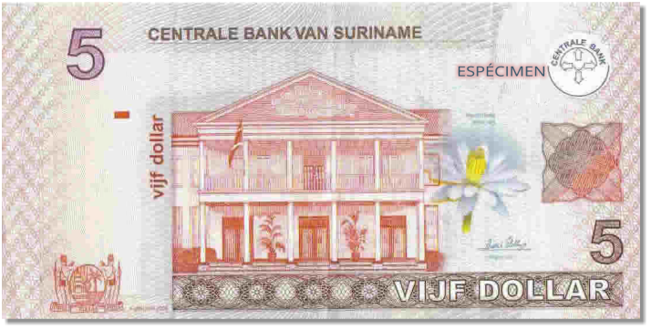 Billete de 5 dólares surinameses