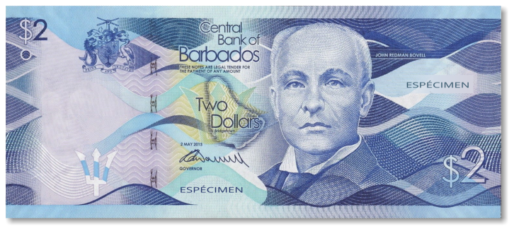 Billete de 2 dólares de Barbados