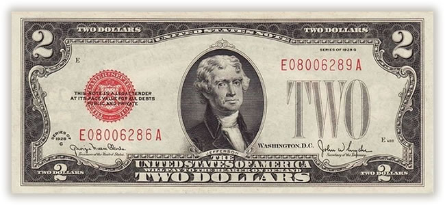 Billete de 2 Dólares de los EEUU