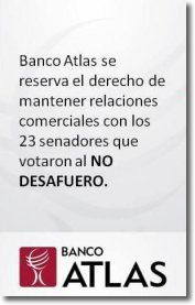 Banco Atlas repudia a Los 23