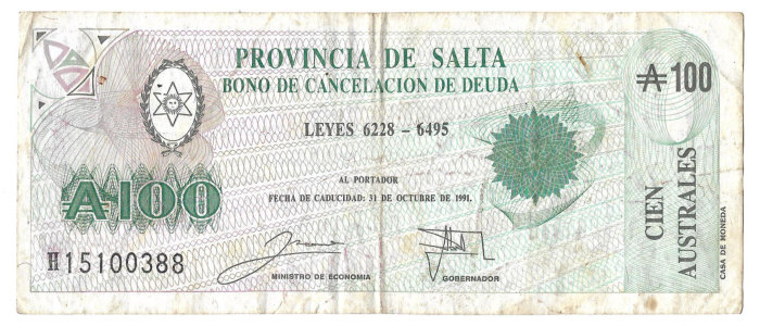 Provincia de Salta - Bono de Cancelación de Deuda