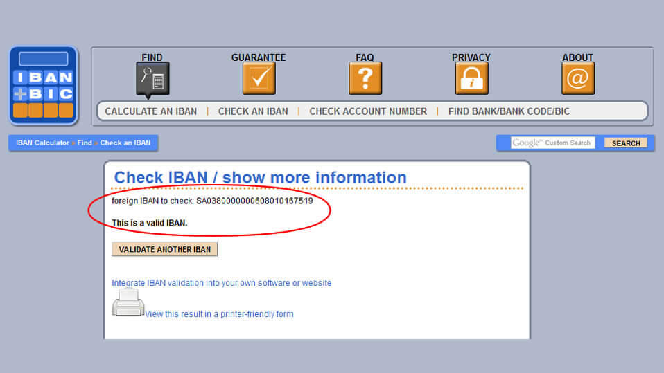 Interfaz en línea para validar IBANs