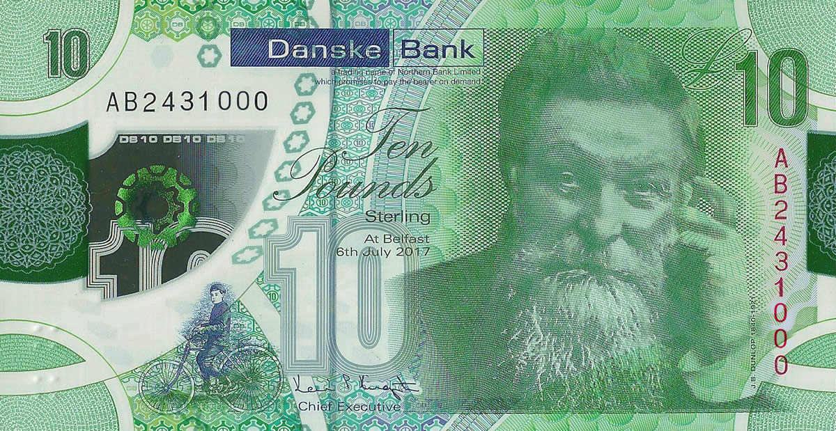 Billete de 10 libras esterlinas emitidas en Irlanda del Norte